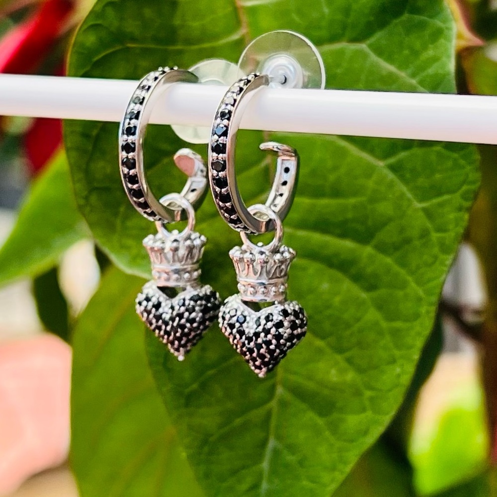 King Baby crown heart hoop earrings
